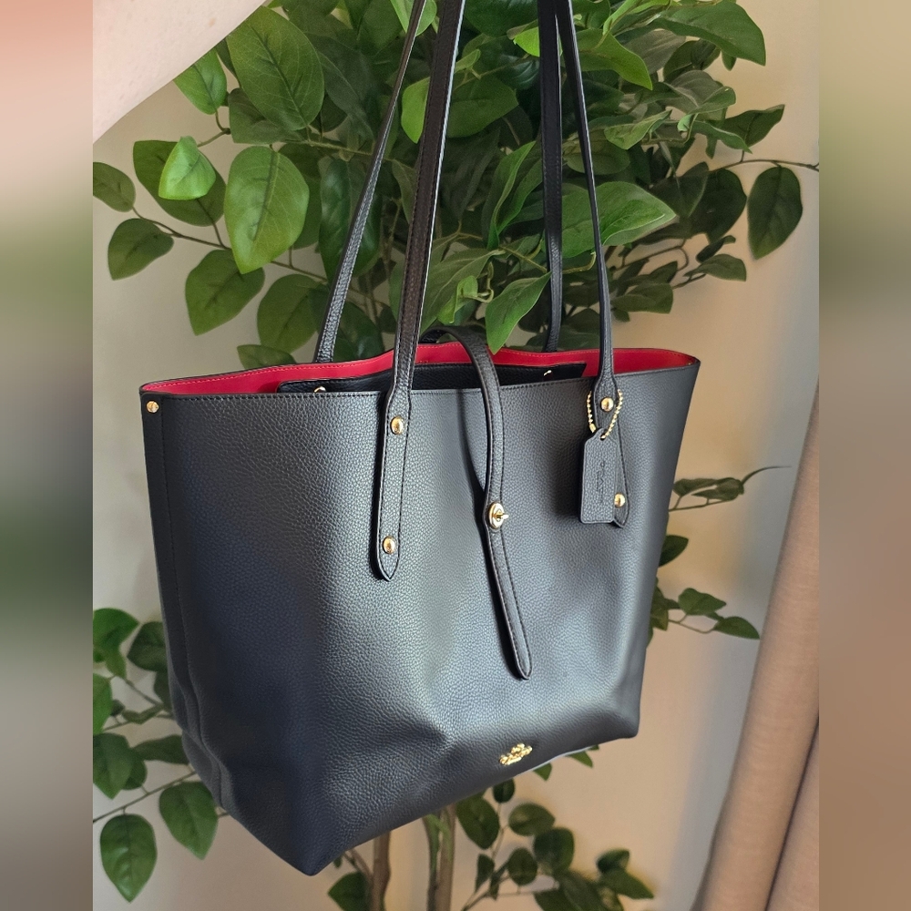 Coach Black Leather Market Tote 58849